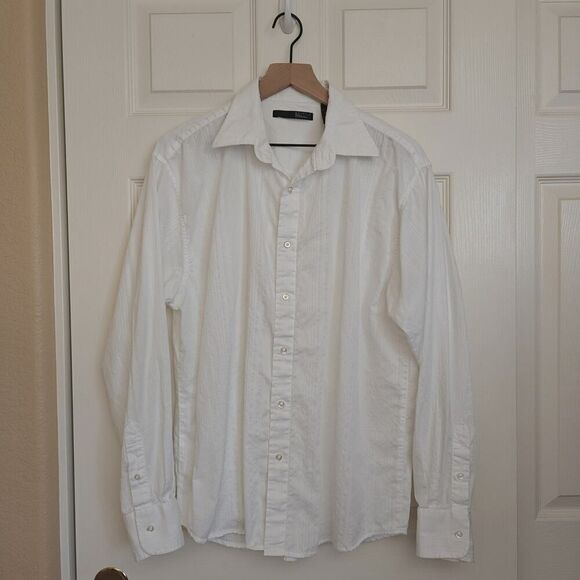 Point X striped white dress shirt sz L - Picture 2 of 8